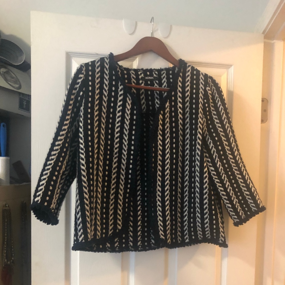 Woven Black Navy and White Chanel-style Jacaket